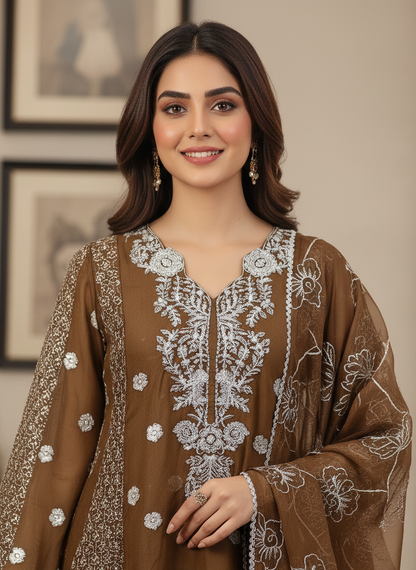 ZARI LUXE FROCK CHOCOLATE MMG-924