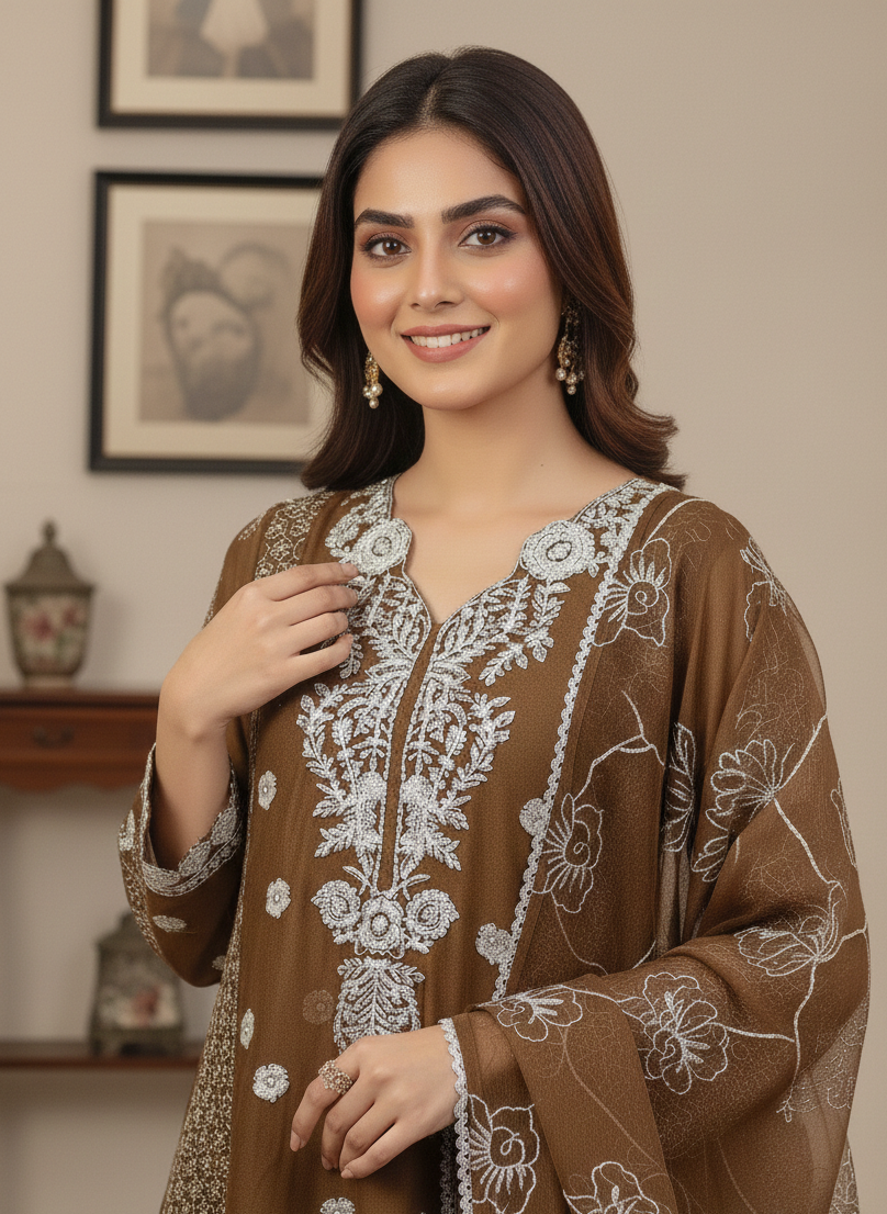 ZARI LUXE FROCK CHOCOLATE MMG-924