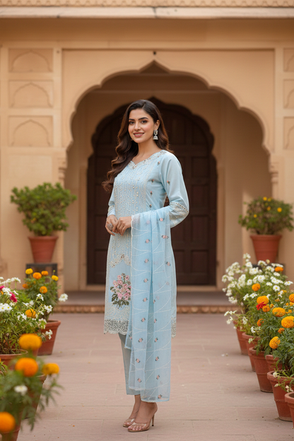 ZARQASH CHIFFON ROYALE KURTA SET MMG-1160