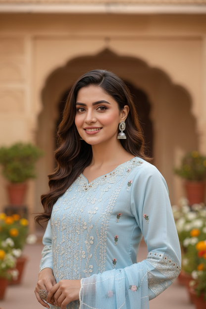 ZARQASH CHIFFON ROYALE KURTA SET MMG-1160