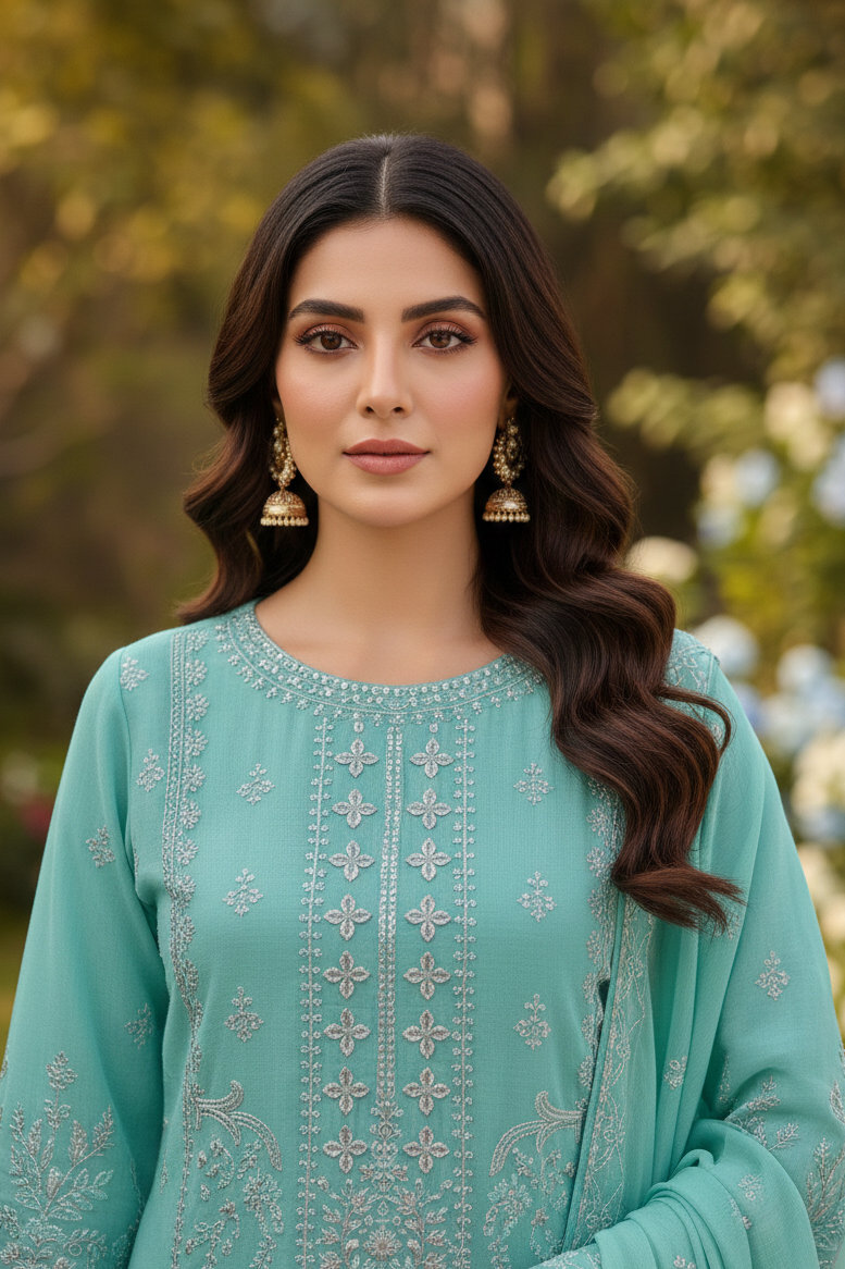 AABROO CHIFFON EMB KURTA SET MMG-1181