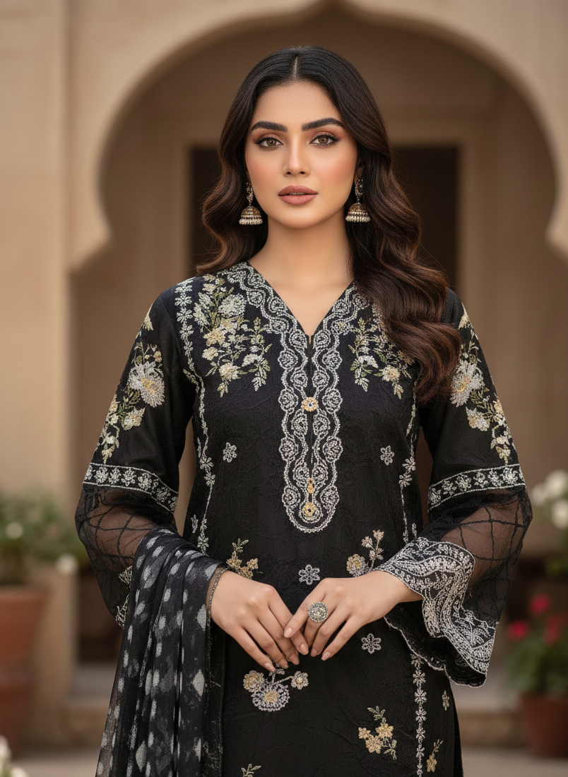 LUNA EMBROIDERED ORGANZA SET MMG-1166