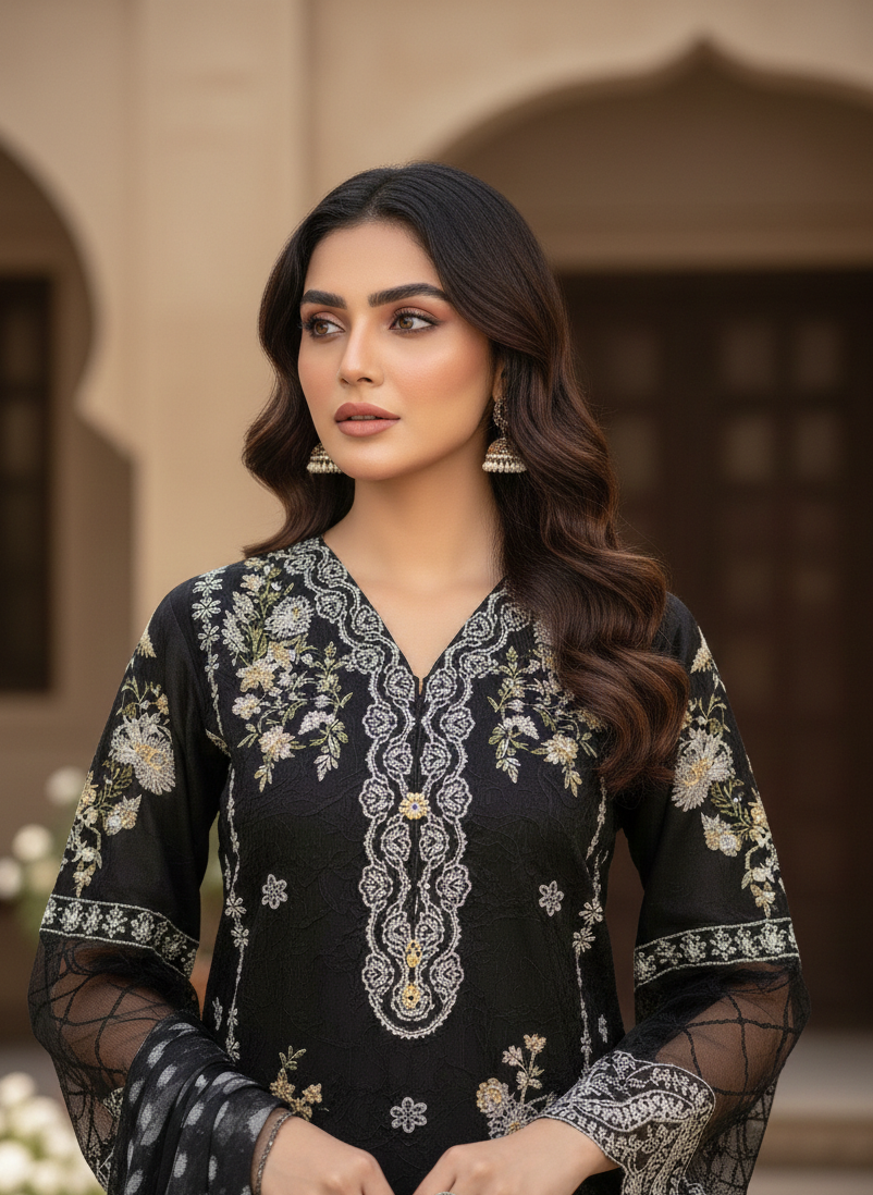 LUNA EMBROIDERED ORGANZA SET MMG-1166