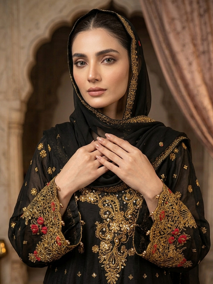 ROSHANARA CHIFFON EMB FROCK MMG-848