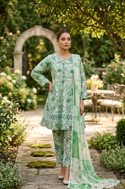 🌿MINT GREEN DIGITAL PRINTED FROCK SUMMER MMG-07