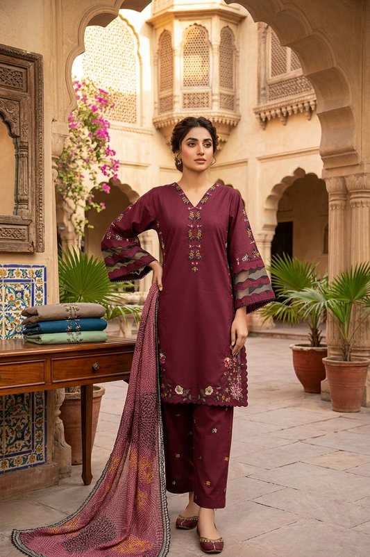 ZAROON COTTON EMB KURTA SET MMG-1234