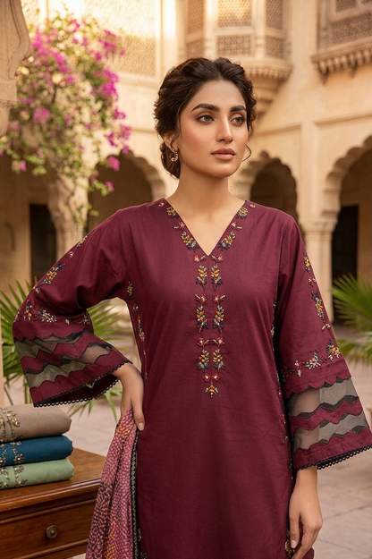 ZAROON COTTON EMB KURTA SET MMG-1234