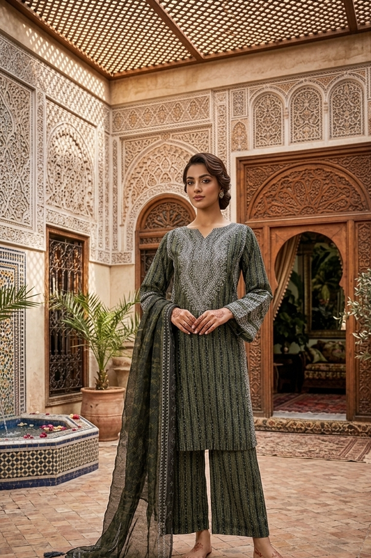 LAWN EMB KURTA SET MMG-1300