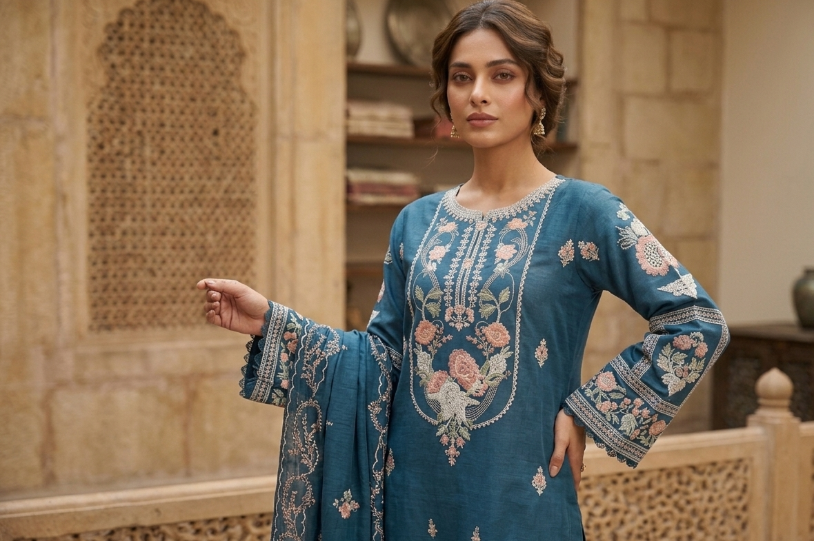 HEER EMB KURTA SET MMG-1267