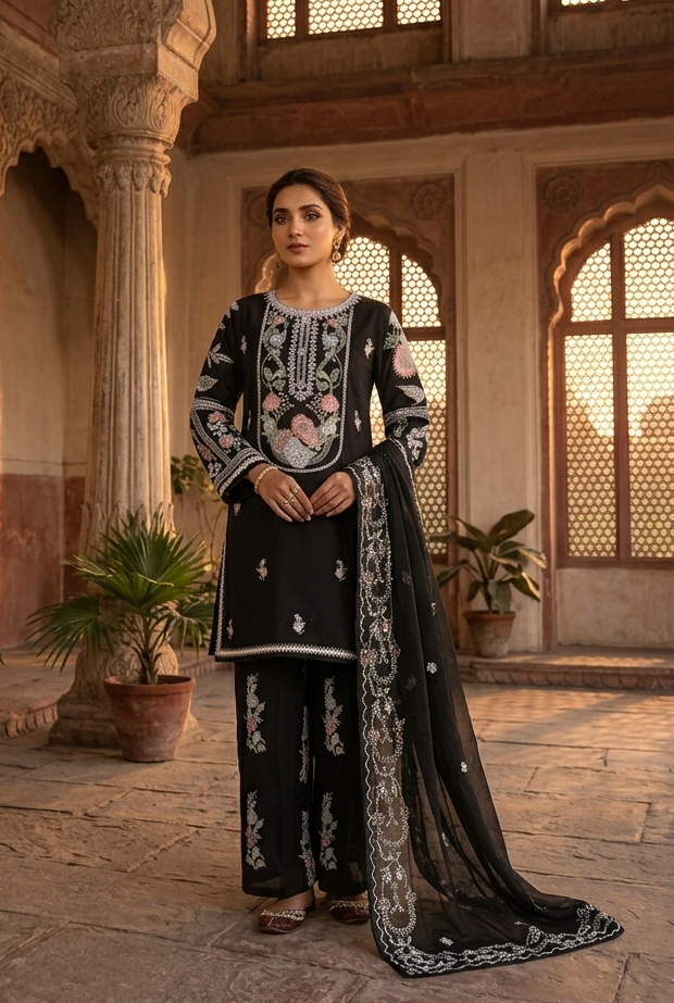 HEER EMB KURTA SET MMG-1267