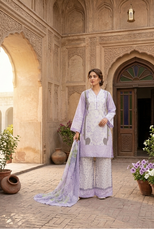 CHIKANKARI EMB SWISS LAWN SET