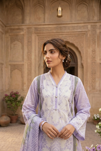 CHIKANKARI EMB SWISS LAWN SET