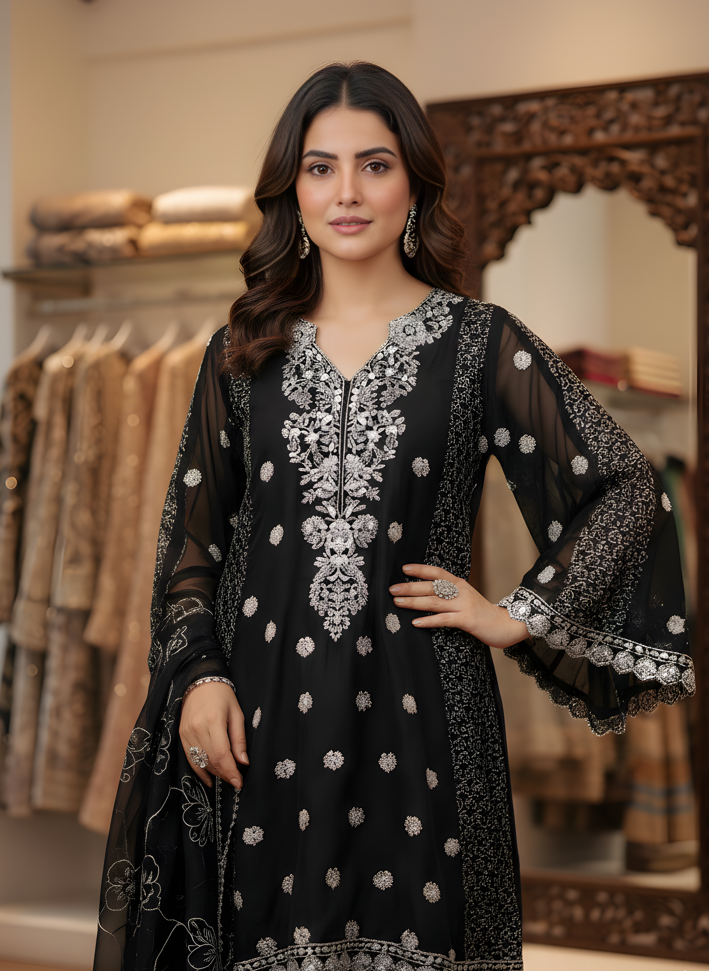 ZARI LUXE FROCK CHOCOLATE MMG-924