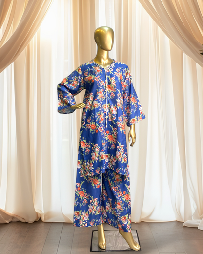 Elegant 2-Piece Printed Jacquard Suit – Free Size MMG-D-179