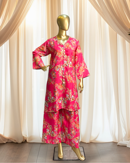Elegant 2-Piece Printed Jacquard Suit – Free Size MMG-D-179