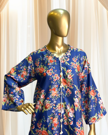 Elegant 2-Piece Printed Jacquard Suit – Free Size MMG-D-179