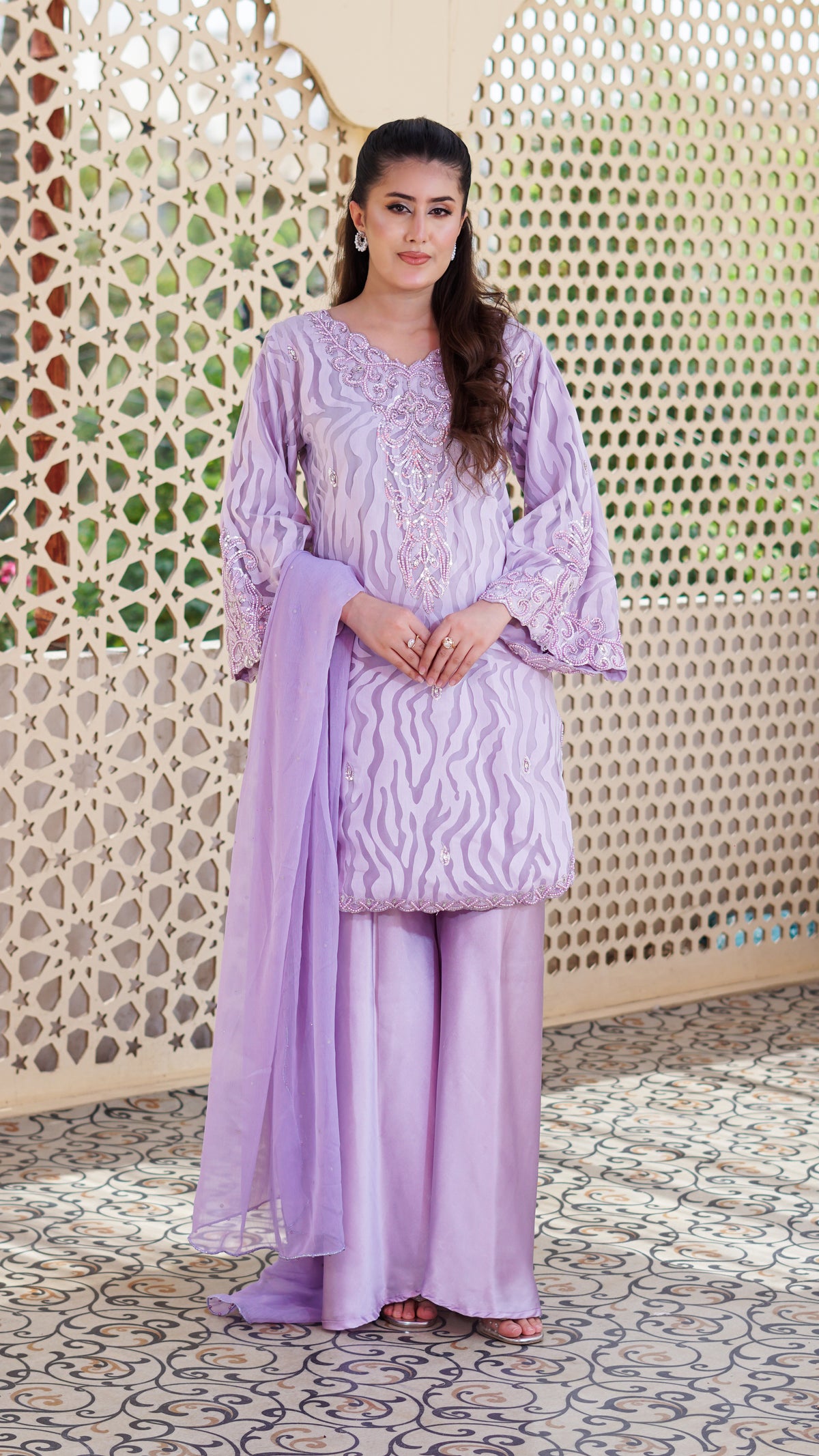 MAHIN Luxe Kurta Set | Jacquard Chiffon Luxury Wear MMG-1341