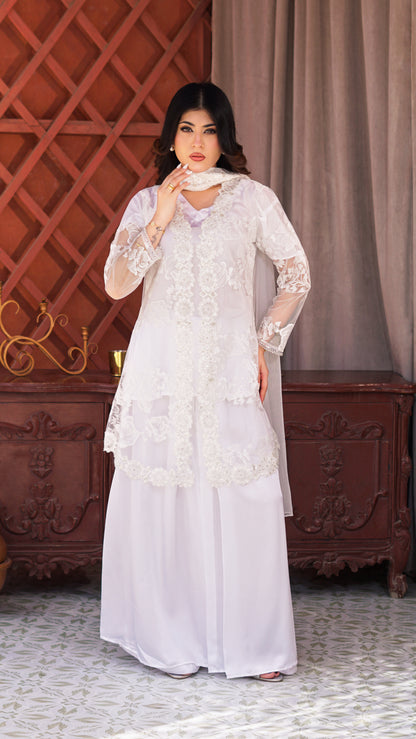 WHITE GUL KURTA SET MMG-219