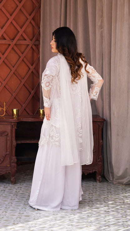 WHITE GUL KURTA SET MMG-219