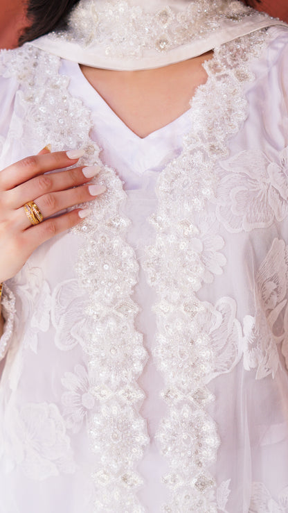 WHITE GUL KURTA SET MMG-219