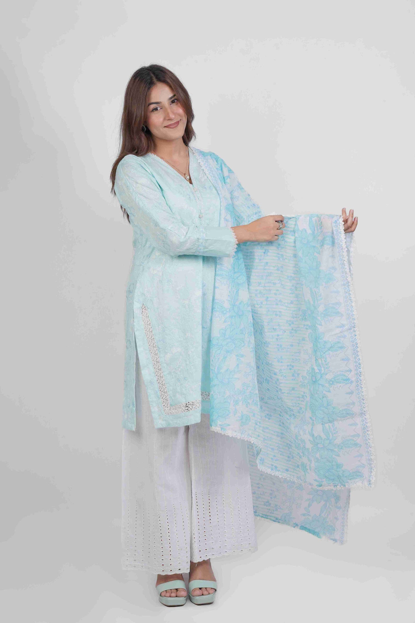 SUMMER DREAM |3-PIECE 100% COTTON EMBROIDERED SHIRT WITH TUSSELS|FLAPPER WITH CHICKEN KARI| DIGITAL PRINTED DUPATTA  MMG-901