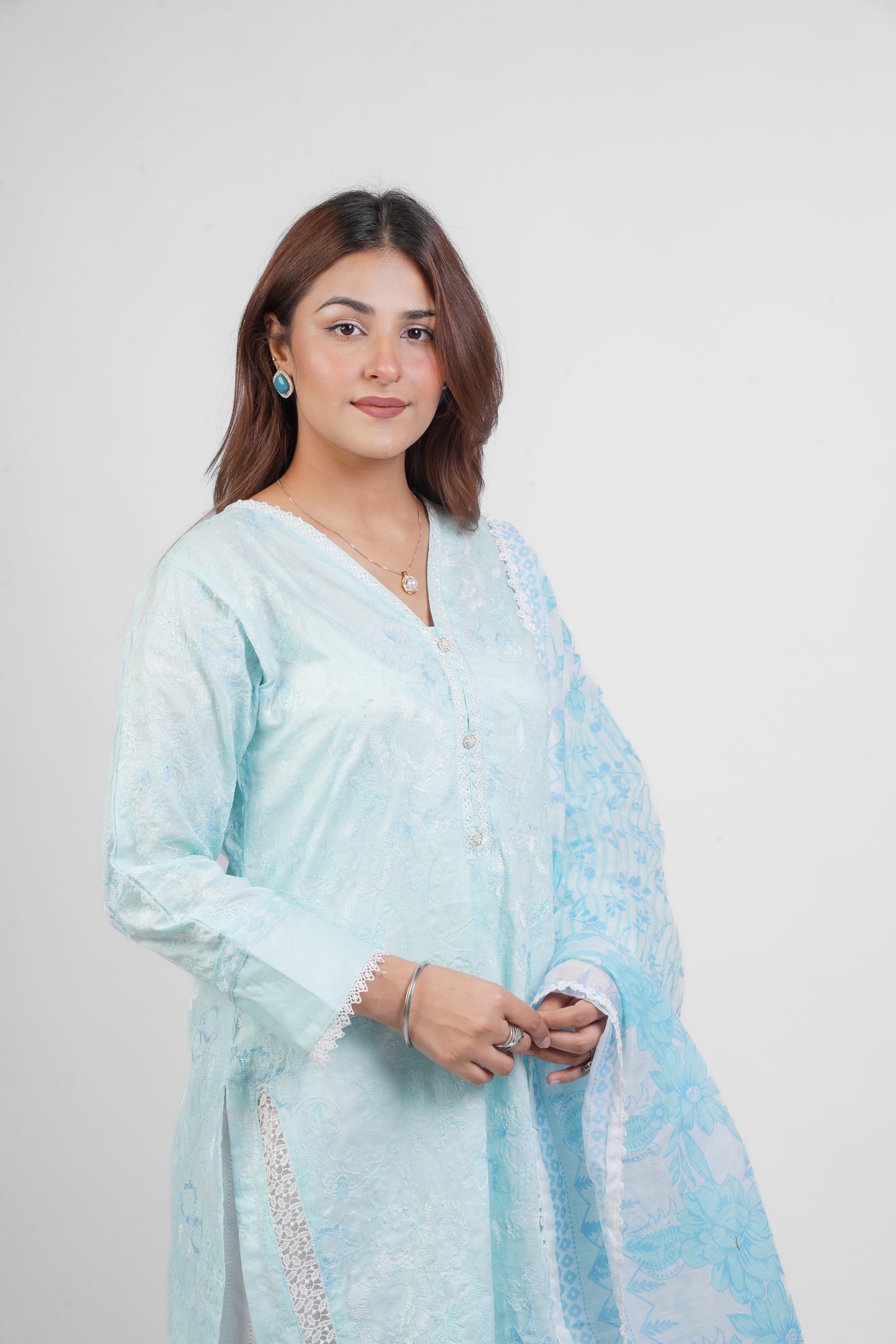 SUMMER DREAM |3-PIECE 100% COTTON EMBROIDERED SHIRT WITH TUSSELS|FLAPPER WITH CHICKEN KARI| DIGITAL PRINTED DUPATTA  MMG-901