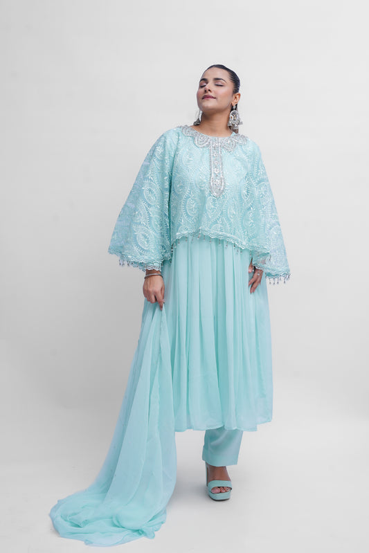 CHIFFON CAP STYLE LONG FROCK