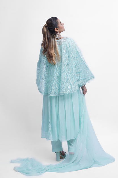 CHIFFON CAP STYLE LONG FROCK
