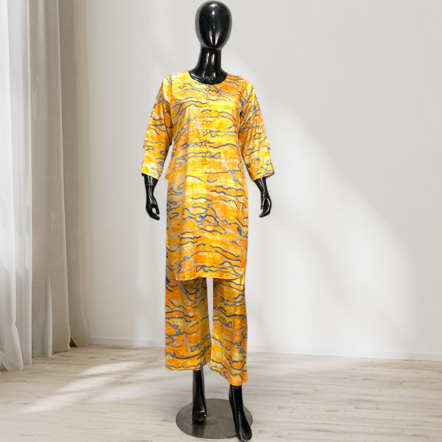 2-Piece Printed Silk Suit – Effortless Elegance  MMG-D-27