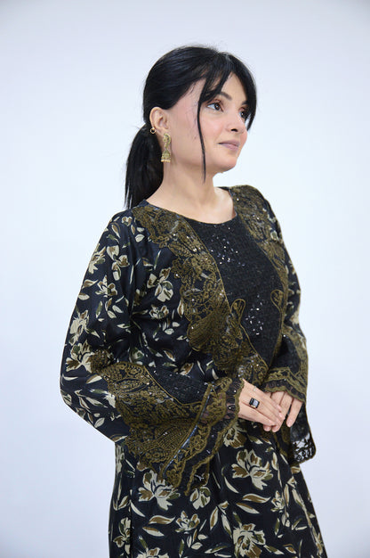 COMMANDO PRINTED|3-PIECE STAPLE PRINTED SHIRT WITH SITARA WORK|PRINTED TROUSER|MONAR PRINTED DUPATTA MMG-1051