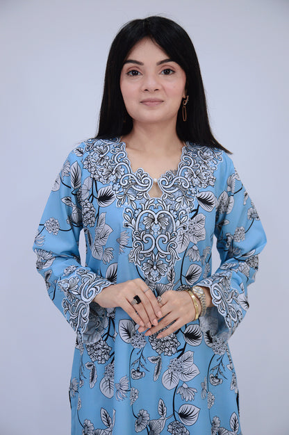 NOORAIN|3-PIECE DIGITAL STAPLE PRINTED SHIRT WITH EMBROIDERED CUTWORK|PRINTED CUTWORK FLAPPER|SILK PRINTED DUPATTA WITH BORDER MMG-1057