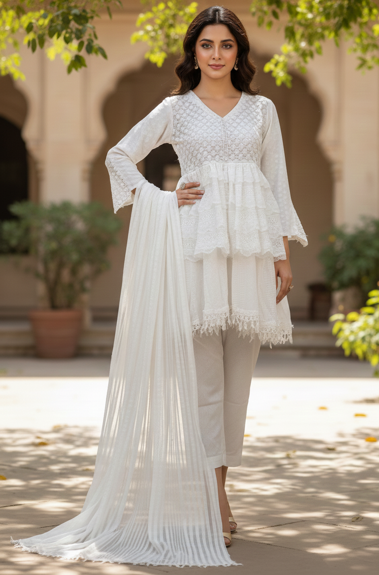 3D NET EMBROIDERED FROCK SET MMG-201