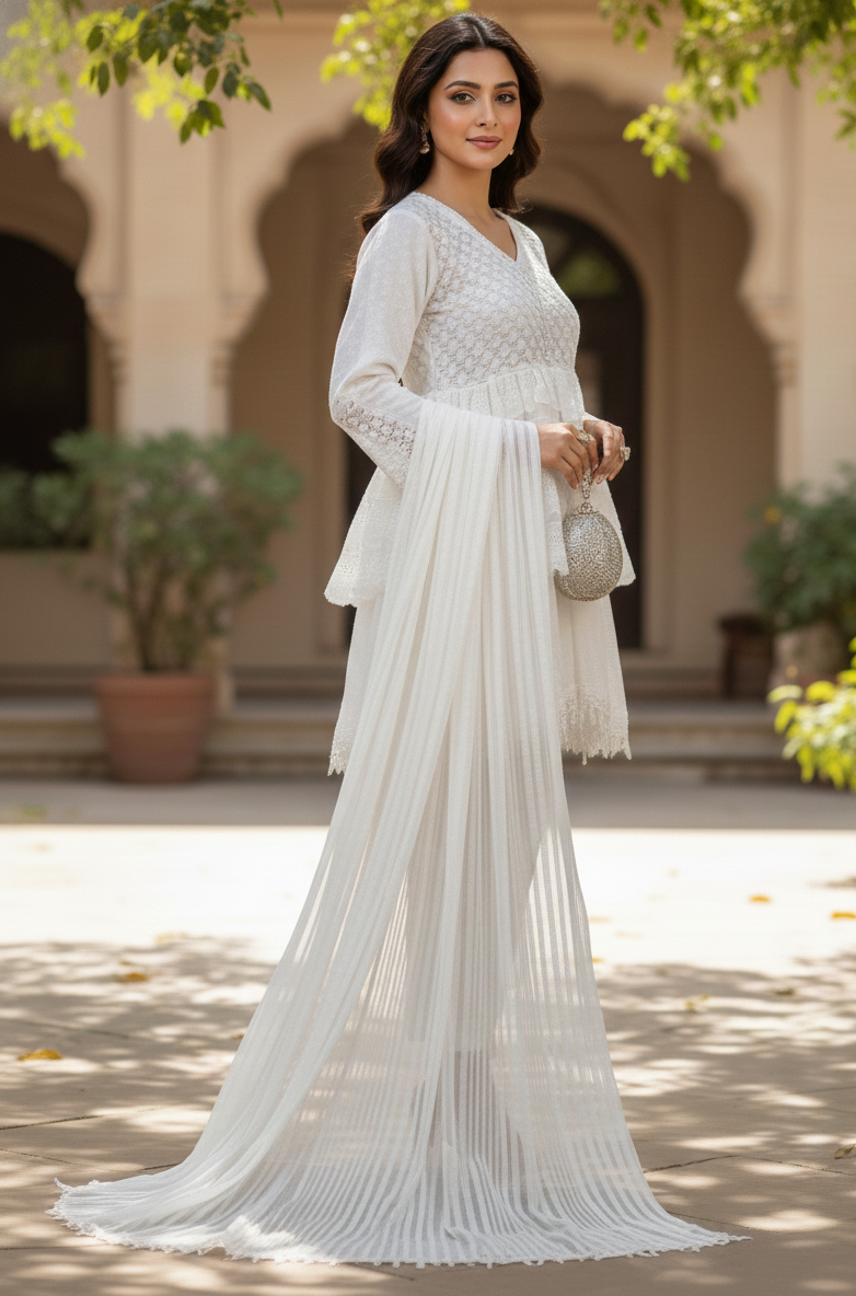 3D NET EMBROIDERED FROCK SET MMG-201