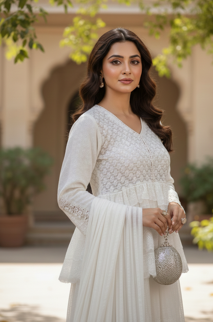 3D NET EMBROIDERED FROCK SET MMG-201