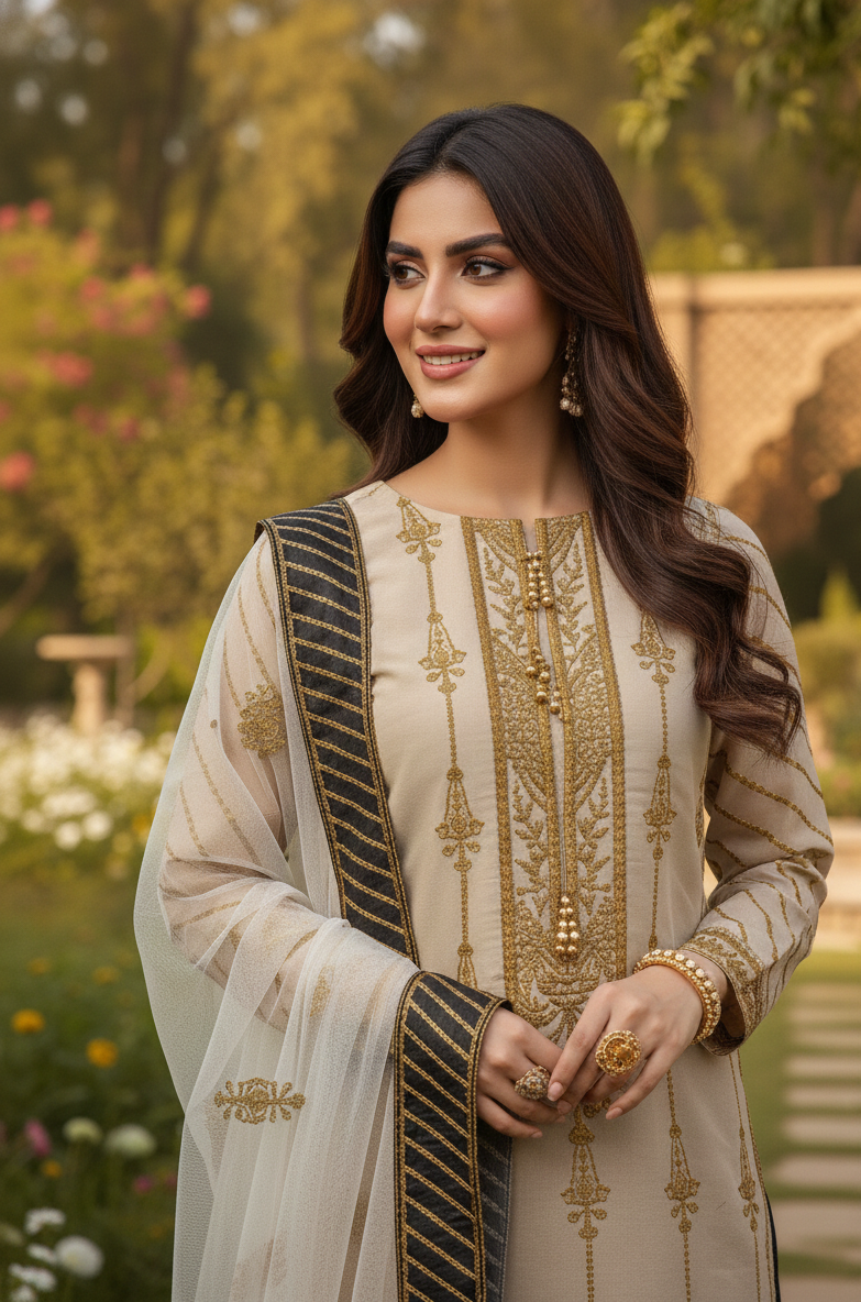 MEHWAR MASURI EMB KURTA SET MMG-810