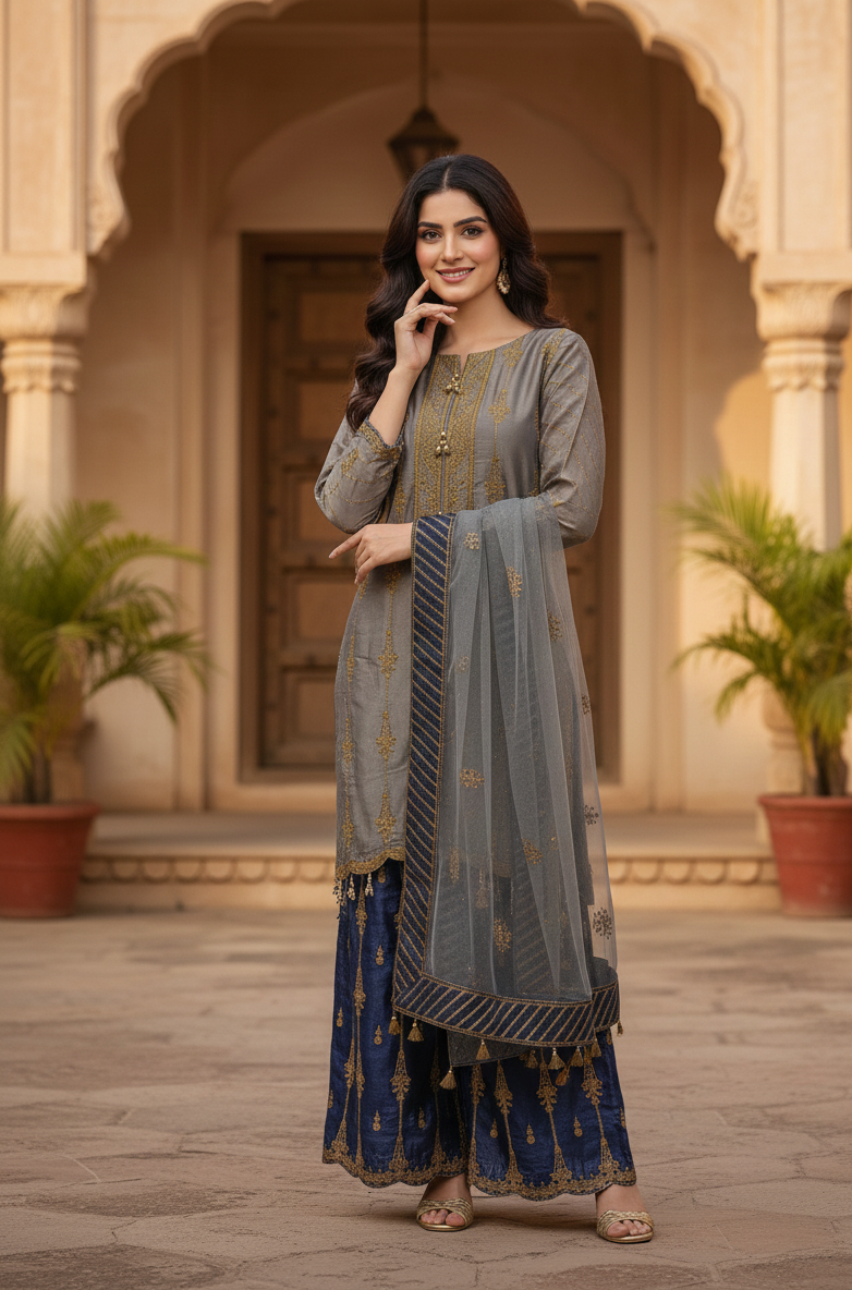 MEHWAR MASURI EMB KURTA SET MMG-810