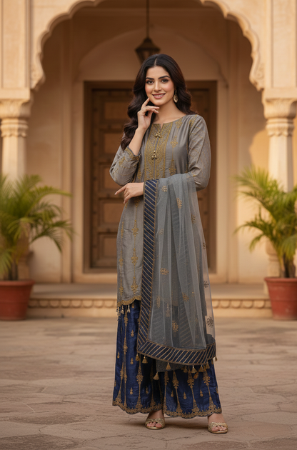 MEHWAR MASURI EMB KURTA SET MMG-810