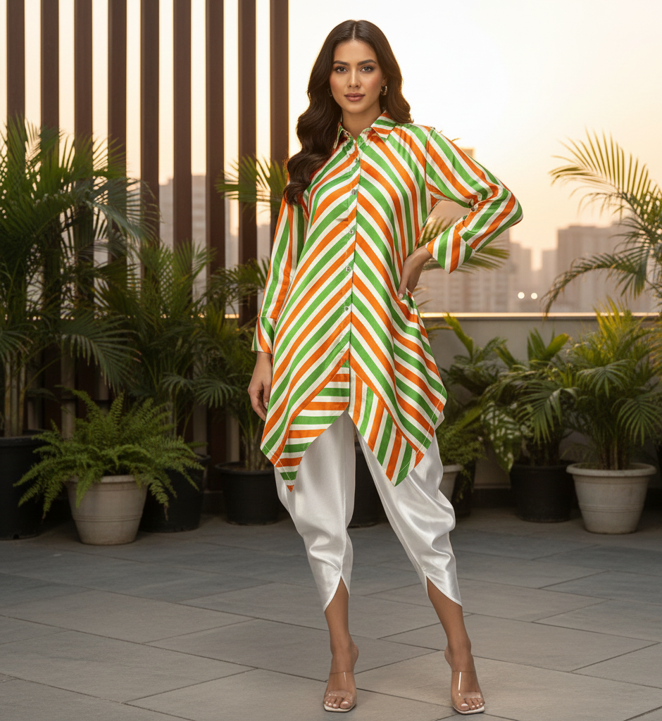 TUNIC SATIN DUO KURTA SET 2PIECE