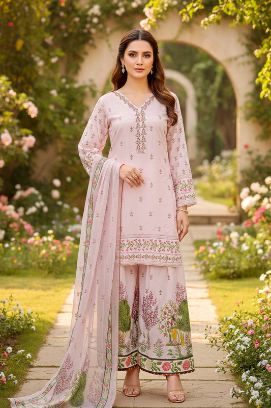 RANGREZ DIGITAL PRINTED SWISS LAWN KURTA SET