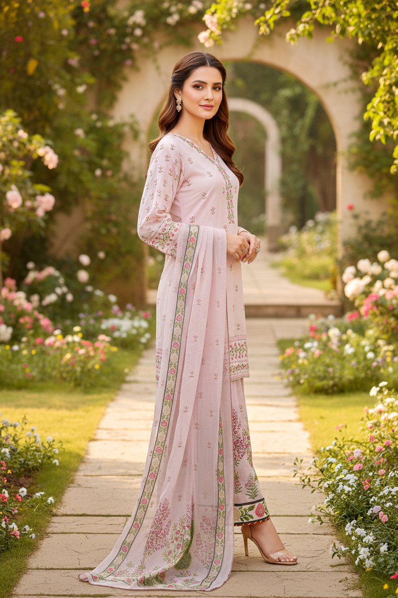 RANGREZ DIGITAL PRINTED SWISS LAWN KURTA SET