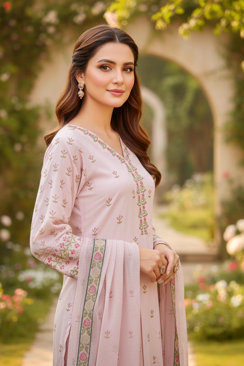 RANGREZ DIGITAL PRINTED SWISS LAWN KURTA SET