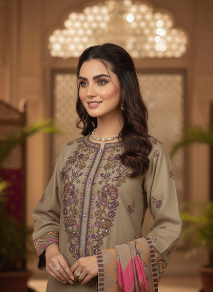 ELEGANT MULTI SEQUENCE COTTON KURTA SET MMG-12O5