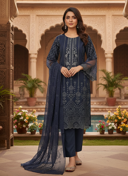 ORGANZA BORING WORK EMB KURTA SET MMG-950