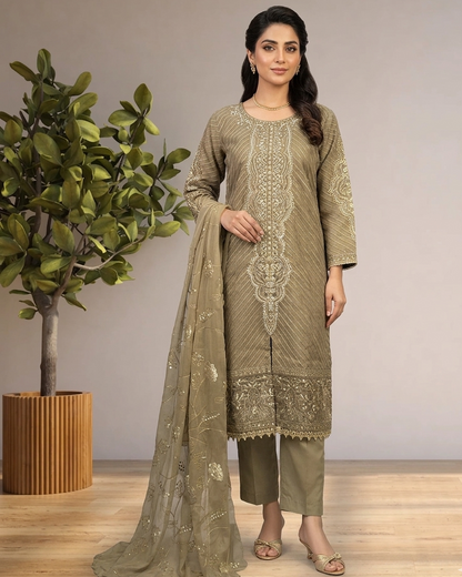 NERINA ORGANZA EMB KURTA SET MMG-806
