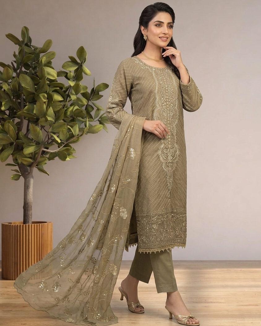 NERINA ORGANZA EMB KURTA SET MMG-806