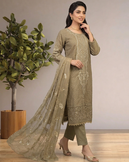 NERINA ORGANZA EMB KURTA SET MMG-806