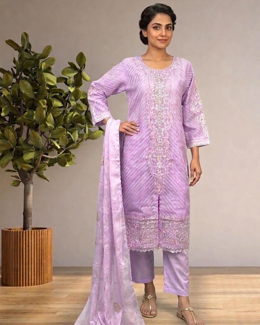 NERINA ORGANZA EMB KURTA SET MMG-806