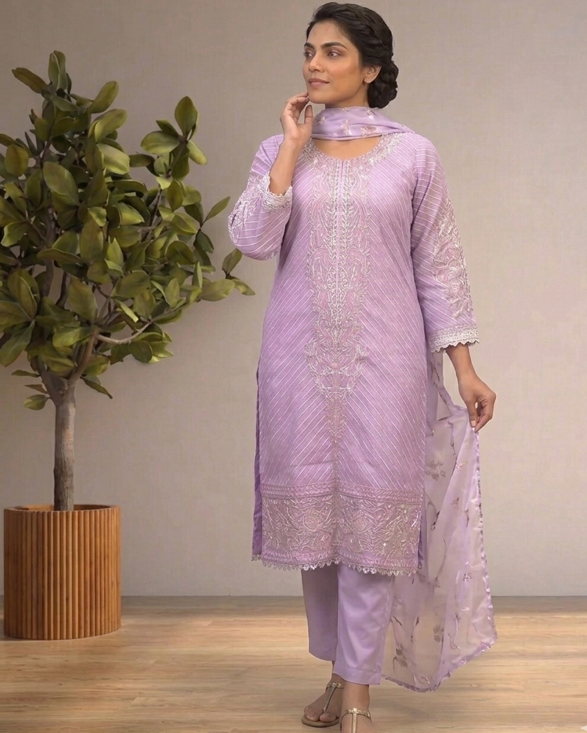 NERINA ORGANZA EMB KURTA SET MMG-806