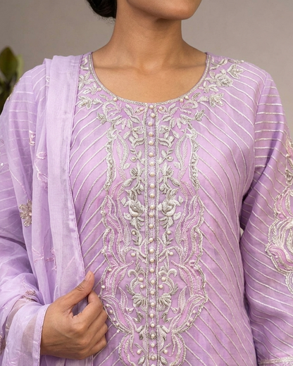 NERINA ORGANZA EMB KURTA SET MMG-806