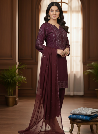SEQUINS SINDHI EMBROIDERED KURTA SET MMG-1209
